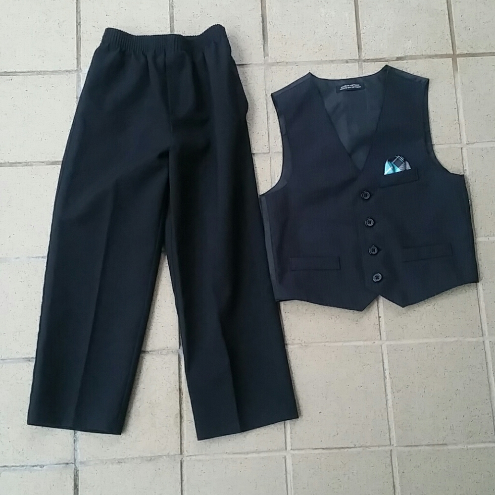 Boy's Size 5 Black Dress Pants & Vest